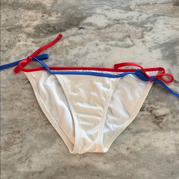 Xhilaration White Bikini Bottom with Red and Blue Accents - Picture 1 of 3